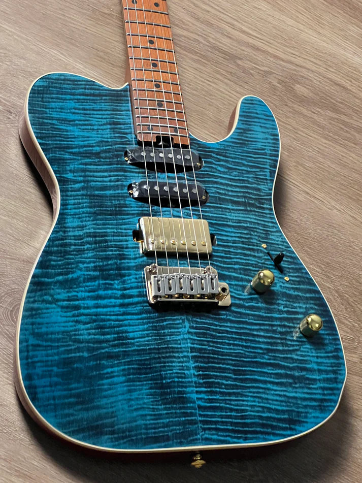 Soloking MT-1 Deluxe FM24 in Deep Sea Blue with Gold Hardware Nafiri Special Run JESCAR