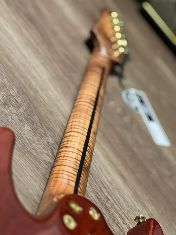 Soloking MS-1 Custom 22 HSS Flat Top One Piece Roasted Flame Neck with Entwistle PU in Bengal Burst Nafiri Special Run