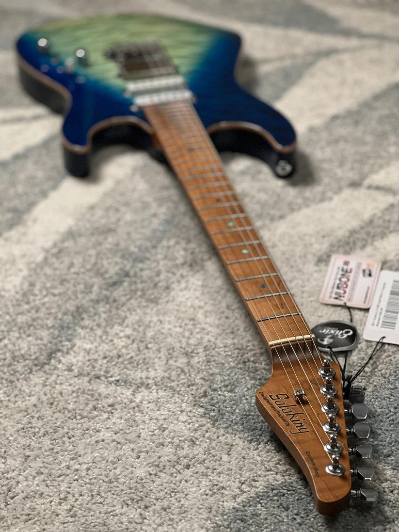 Soloking MS-1 Custom 24 HSS Quilt FMN in Blue Turquoise Wakesurf JESCAR