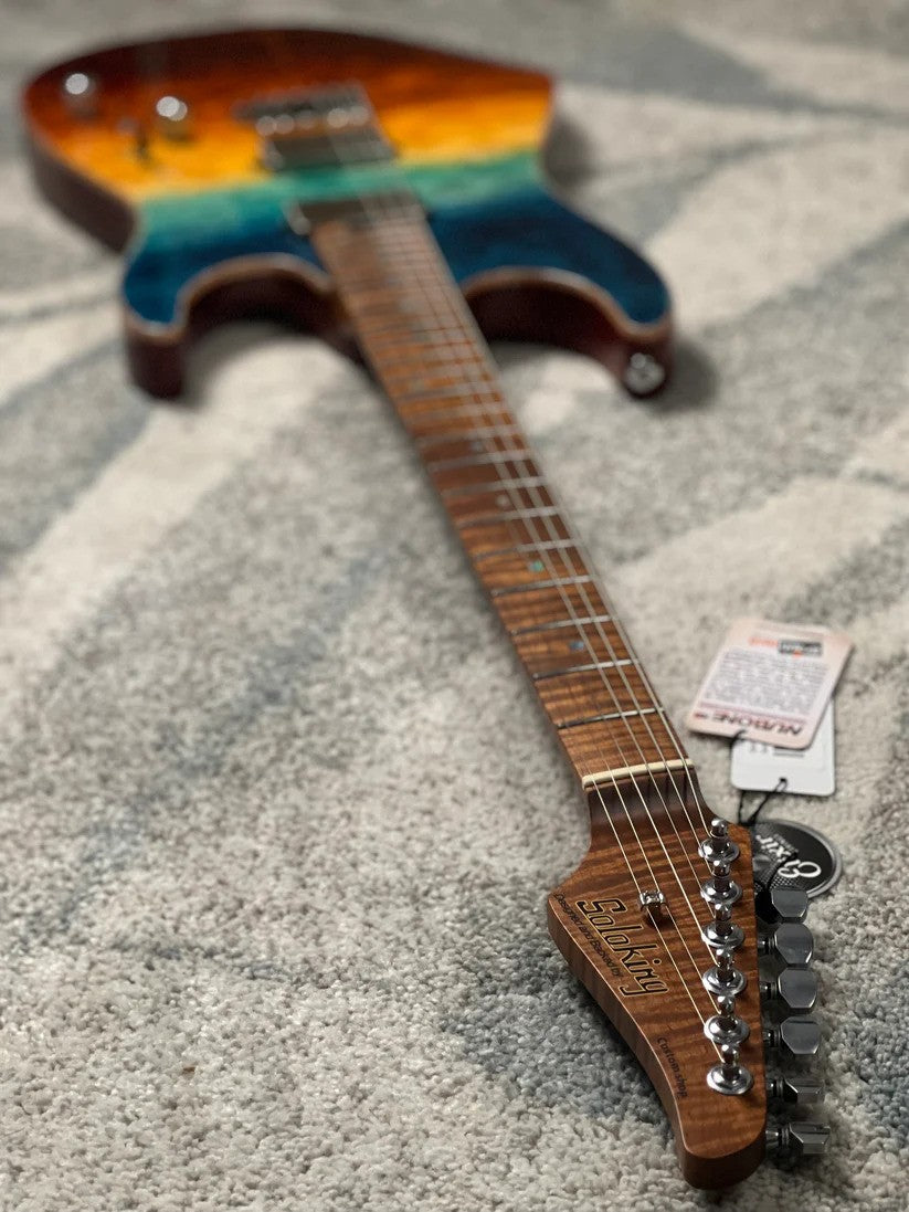 Soloking MS-1 Custom 24 HH Quilt Top FMN VT Roasted Flame Maple Neck in Beach Sunset Surf Fade JESCAR