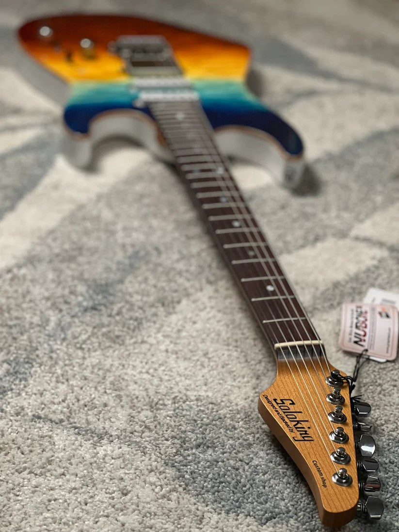 Soloking MS-1 Custom 24 HSS Quilt with Rosewood FB in Beach Sunset Surf Fade JESCAR