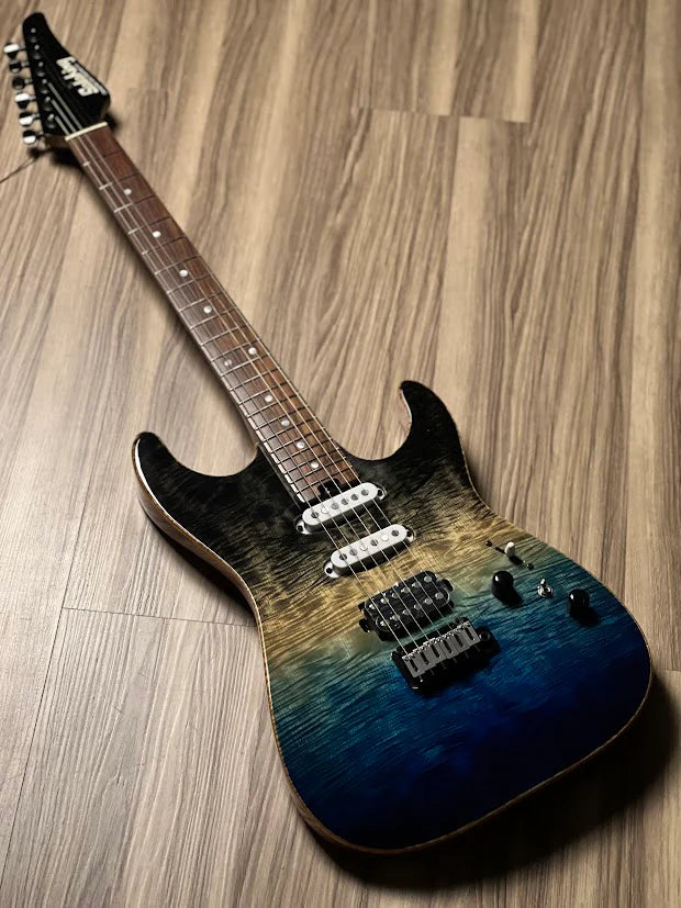 Soloking MS-1 Custom 22 HSS with Ebony FB in Ocean Storm Double Wipeout JESCAR