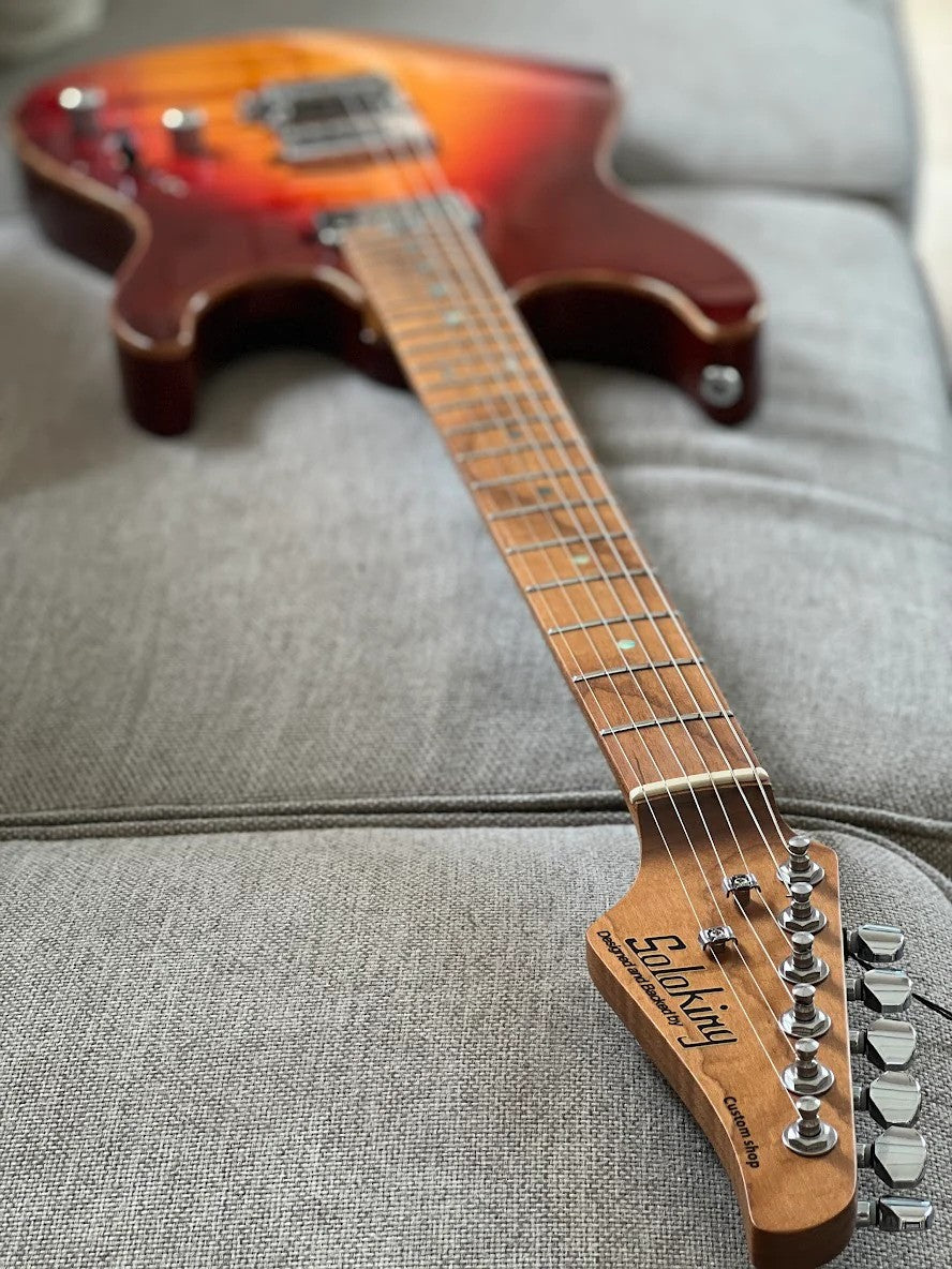 Soloking MS-1 Custom 22 HH Flat Top in Fire Wakesurf with One Piece Roasted Flame Maple Neck