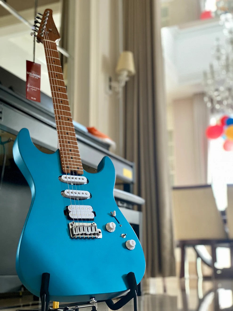 Soloking MS-1 Custom 24 HSS Flat Top in Satin Blue Matte Nafiri Special Run