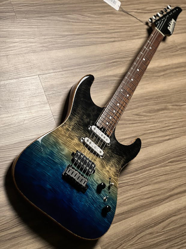 Soloking MS-1 Custom 22 HSS with Ebony FB in Ocean Storm Double Wipeout JESCAR