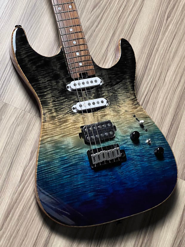Soloking MS-1 Custom 22 HSS with Ebony FB in Ocean Storm Double Wipeout JESCAR