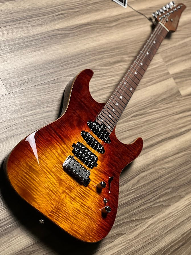 Soloking MS-1 Custom 24 HSS Flat Top in Fire Wakesurf with Rosewood FB Jescar
