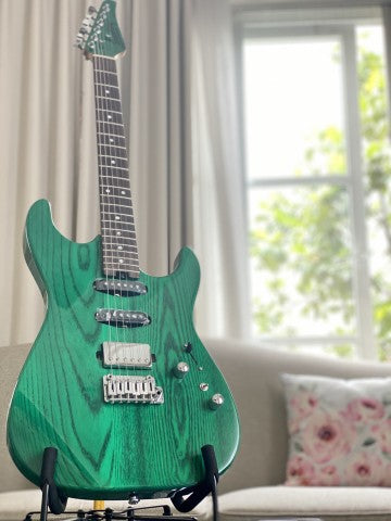 Soloking MS-1 Custom in Transparent Green with Roasted Maple Neck and Ash Body