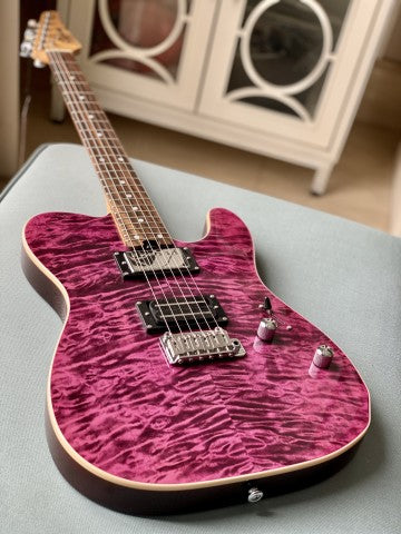 Soloking MT-1 Custom 24 Quilt in Seethru Magenta with Roasted Neck and Rosewood FB