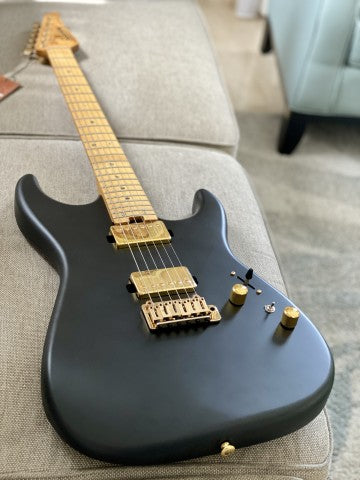 Soloking MS-1 Custom 24 HH in Satin Black Beauty Matte with Roasted Maple Neck and Gold Pickups
