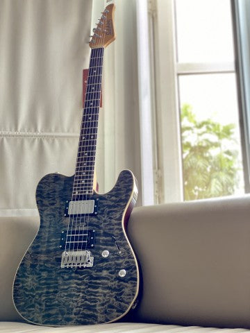 Soloking MT-1 Custom 24 Quilt in Seethru Black with Roasted Neck and Rosewood FB