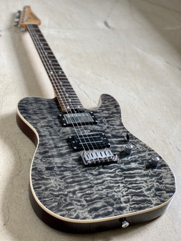 Soloking MT-1 Custom 24 Quilt in Seethru Black with Roasted Neck and Rosewood FB