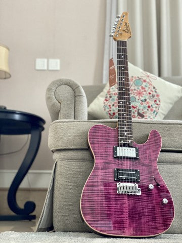 Soloking MT-1 Custom 24 Flame in Seethru Purple Magenta with Roasted Neck and Rosewood FB
