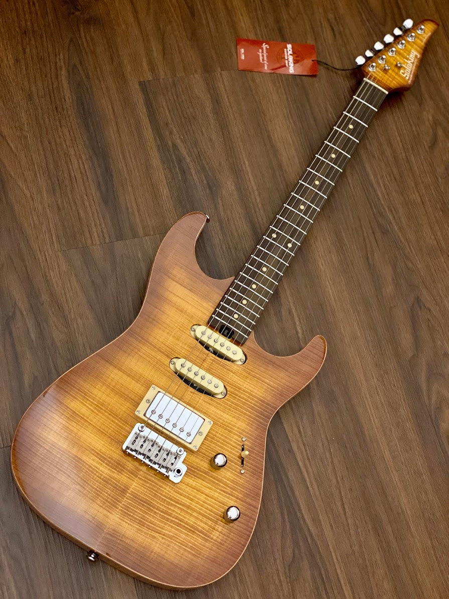 Soloking MS-1 Custom 22 HSS FM Flat Top in Honeyburst (Nafiri Music Special Run)
