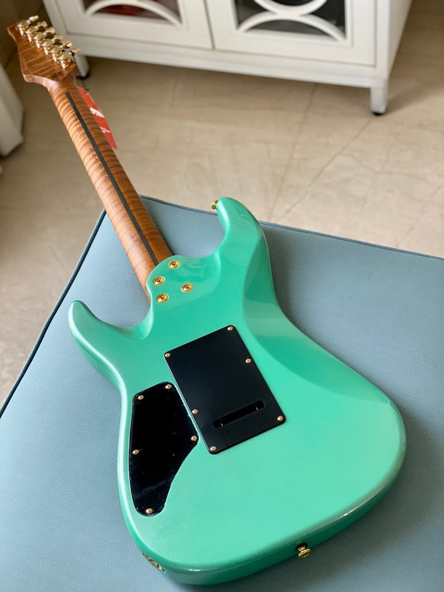Soloking MS 1 Custom 24 HH FM with Roasted Flame Neck in Sage Green Metallic Nafiri Special Run