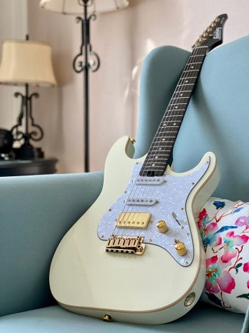 Soloking MS-1 Classic Flat Top in Vintage White with One Piece Rosewood Neck Nafiri Special Run