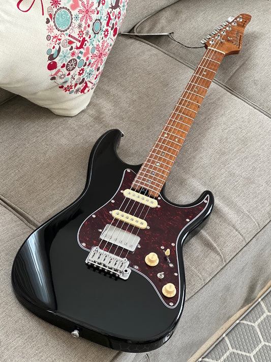 Soloking MS-11 Classic with Roasted Flame Maple Neck in Black Nafiri Special Run