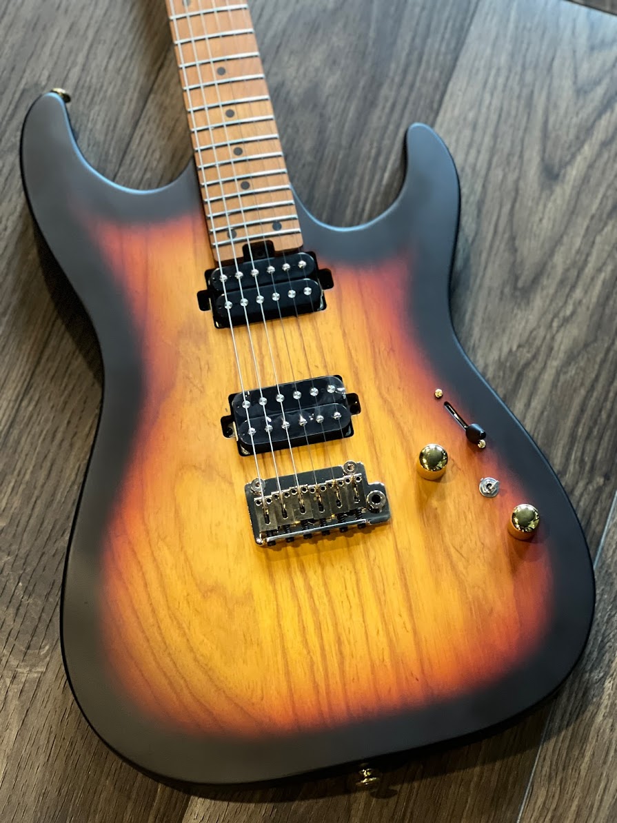 Soloking MS-1 Custom 24 HH Ash Flat Top Roasted Maple FB in Tri Fade Burst Nafiri Special Run