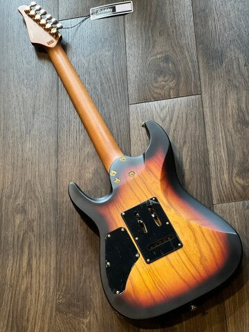 Soloking MS-1 Custom 24 HH Ash Flat Top Roasted Maple FB in Tri Fade Burst Nafiri Special Run