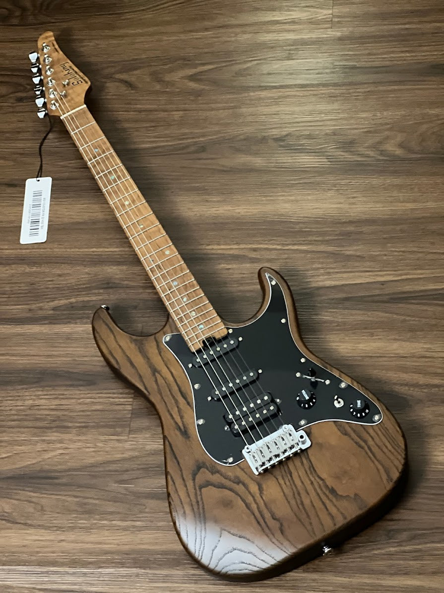 Soloking MS-1 Classic ASH in Torched Black with Roasted Flame Maple Neck Nafiri Special Run