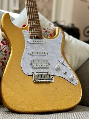 Soloking MS-1 Classic Gold Sparkle with Roasted Flame Maple Neck Nafiri Special Run