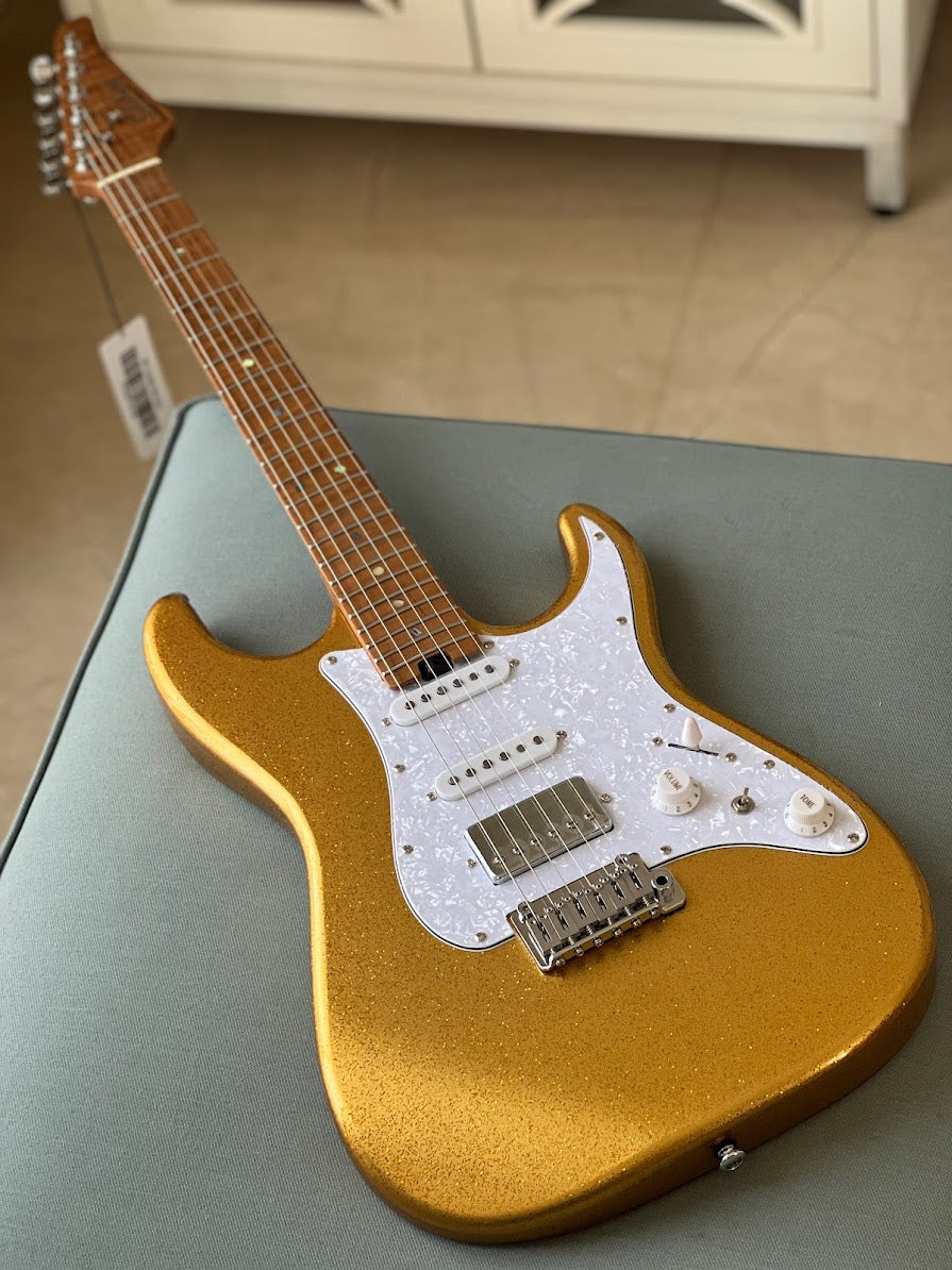 Soloking MS-1 Classic Gold Sparkle with Roasted Flame Maple Neck Nafiri Special Run