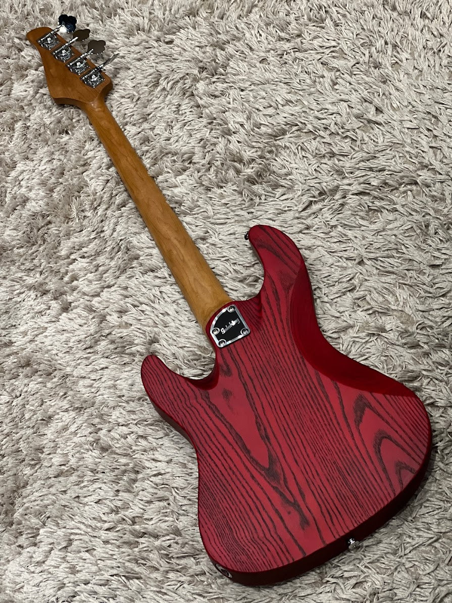 Soloking MJ-1 Custom Bass in Transparent Crimson Red with Roasted Maple Neck