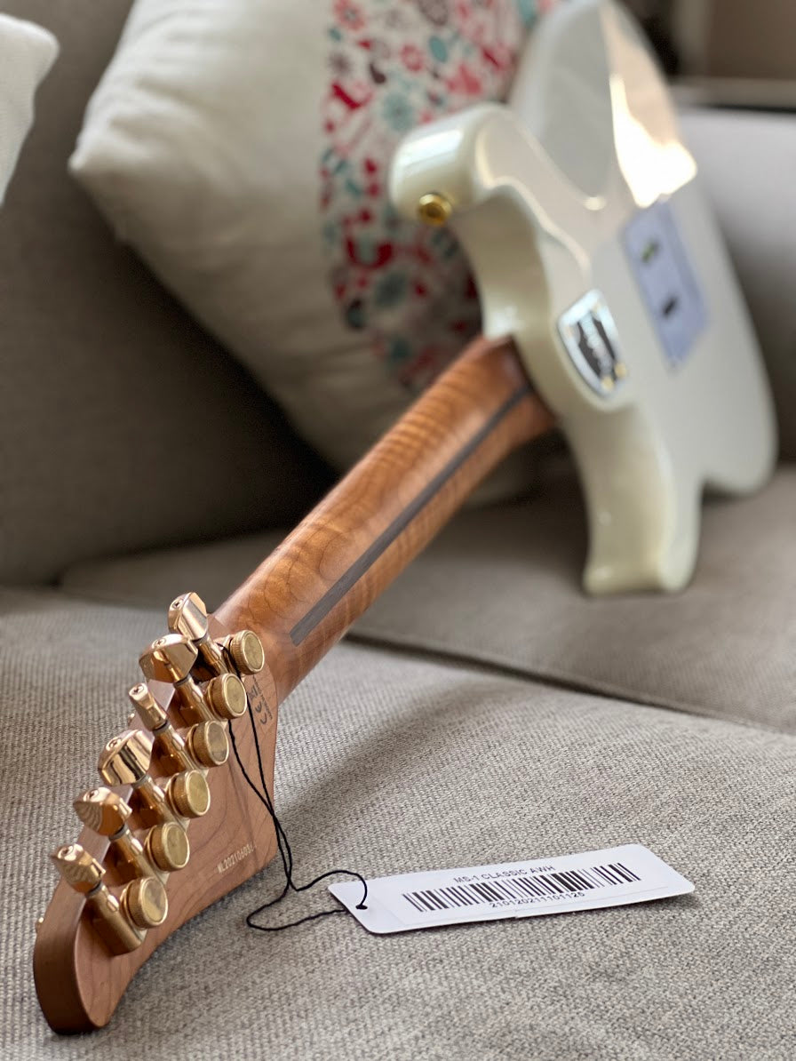 Soloking MS-1 Classic Olympic White with Gold HW and Roasted Flame Maple Neck Nafiri Special Run