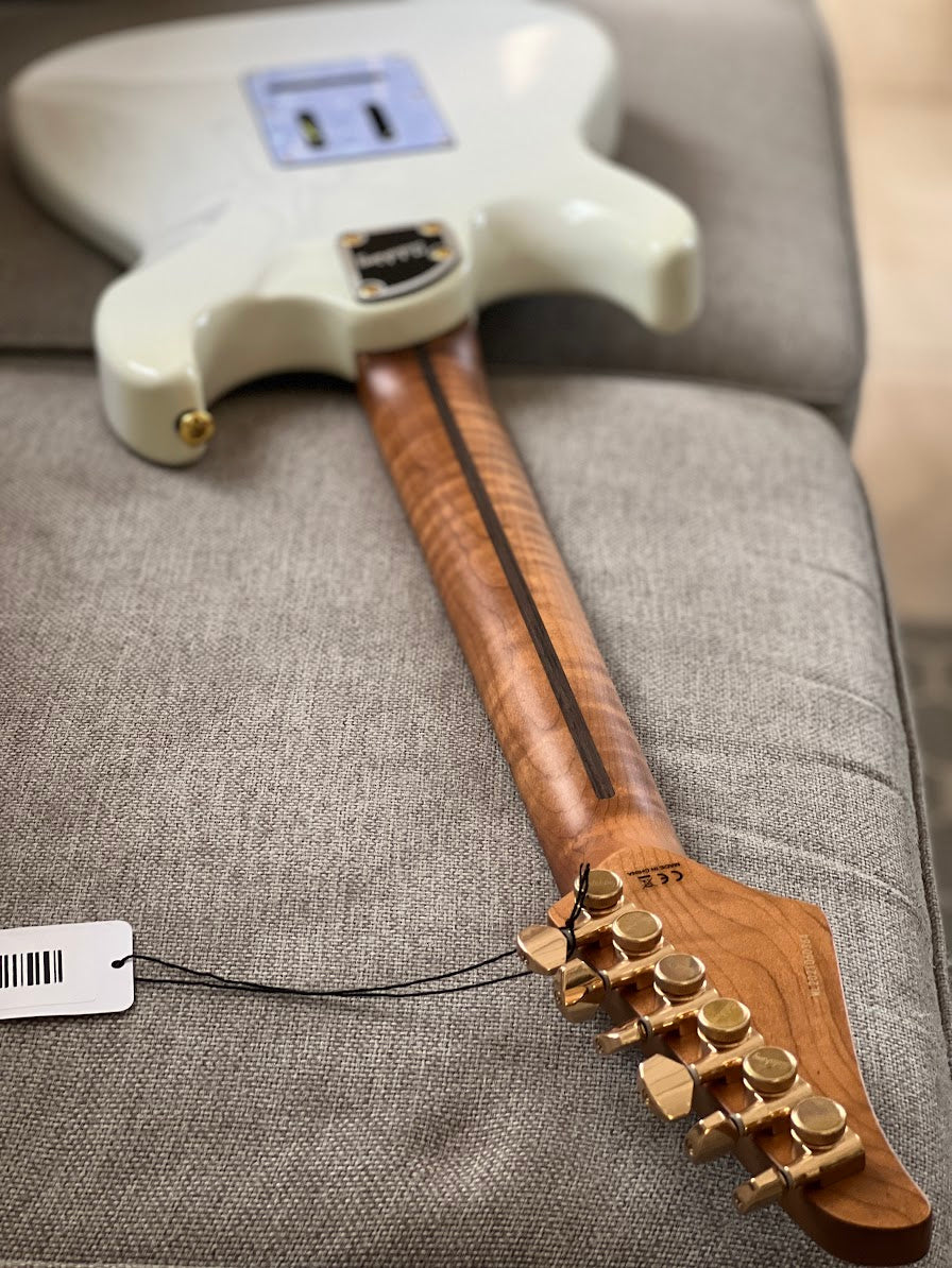 Soloking MS-1 Classic Olympic White with Gold HW and Roasted Flame Maple Neck Nafiri Special Run
