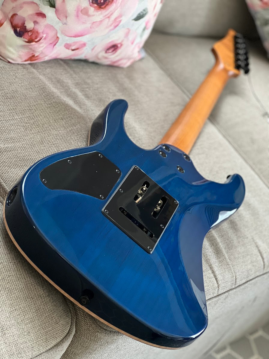 Soloking MS-1 Custom 24 HH Flat Top in Turquoise Wakesurf with Roasted maple FB