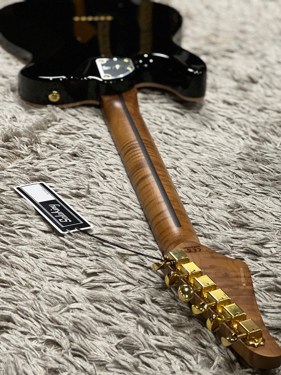 Soloking MT-1 FM 22 Deluxe Hotrail with One Piece Roasted Flame Neck in Brown Sunburst