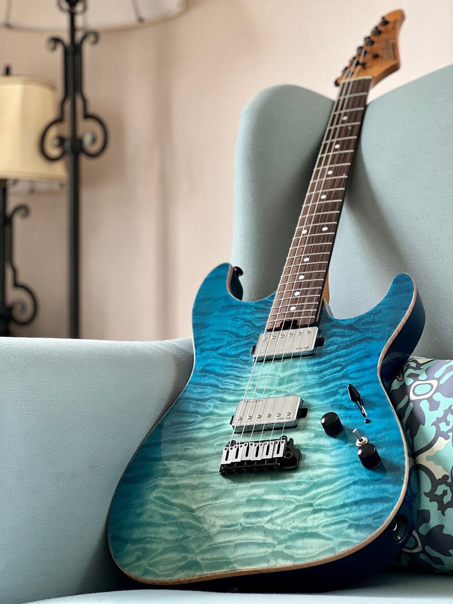 Soloking MS-1 Custom 22 HH Flat Top in Turquoise Wakesurf with Rosewood FB