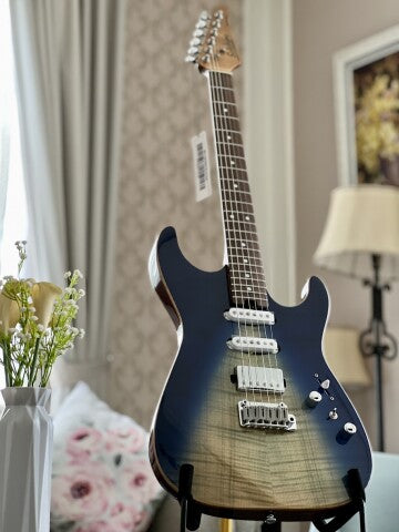 Soloking MS-1 Custom 22 HSS Flat Top with Rosewood FB in Blue Wakesurf