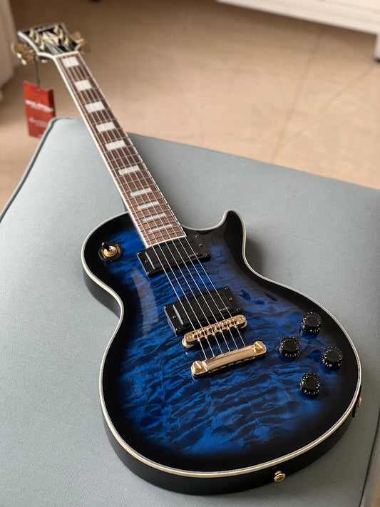 Soloking SLS60QM Deluxe in Black Aqua Burst MOD with Fishman Fluence