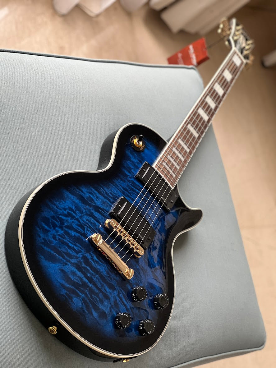 Soloking SLS60QM Deluxe in Black Aqua Burst MOD with Fishman Fluence
