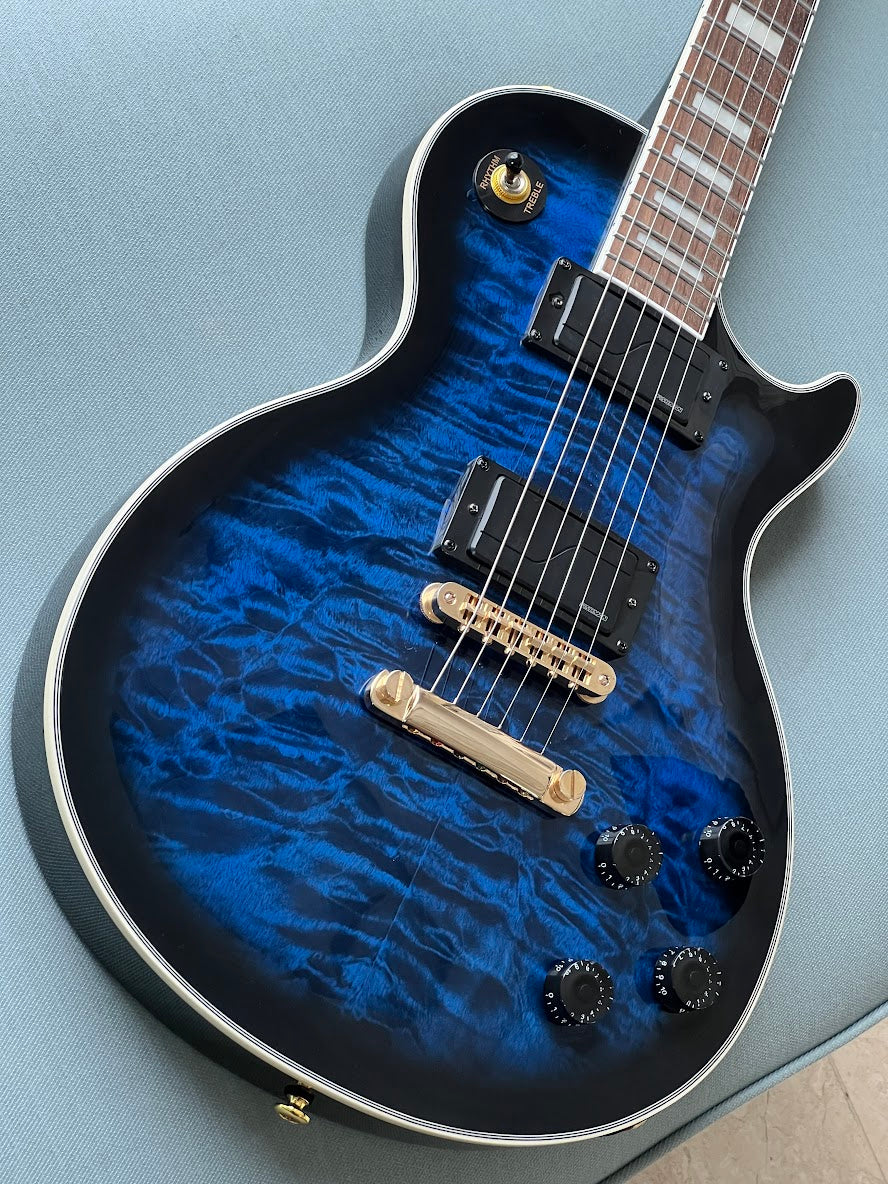 Soloking SLS60QM Deluxe in Black Aqua Burst MOD with Fishman Fluence