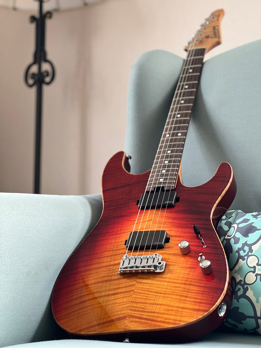 Soloking MS-1 Custom 22 HH MOD Flat Top with EMG 81/85 in Fire Wakesurf with Rosewood FB