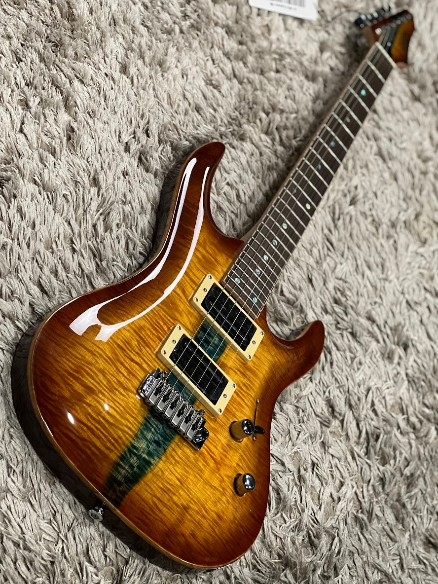 Soloking E-160 Custom Edge Series in Honeyburst with Blue Stripe