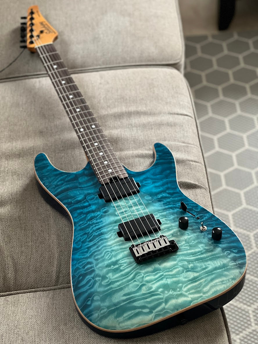 Soloking MS-1 Custom 22 HH Flat Top in Turquoise Wakesurf MOD with Fishman Fluence Modern