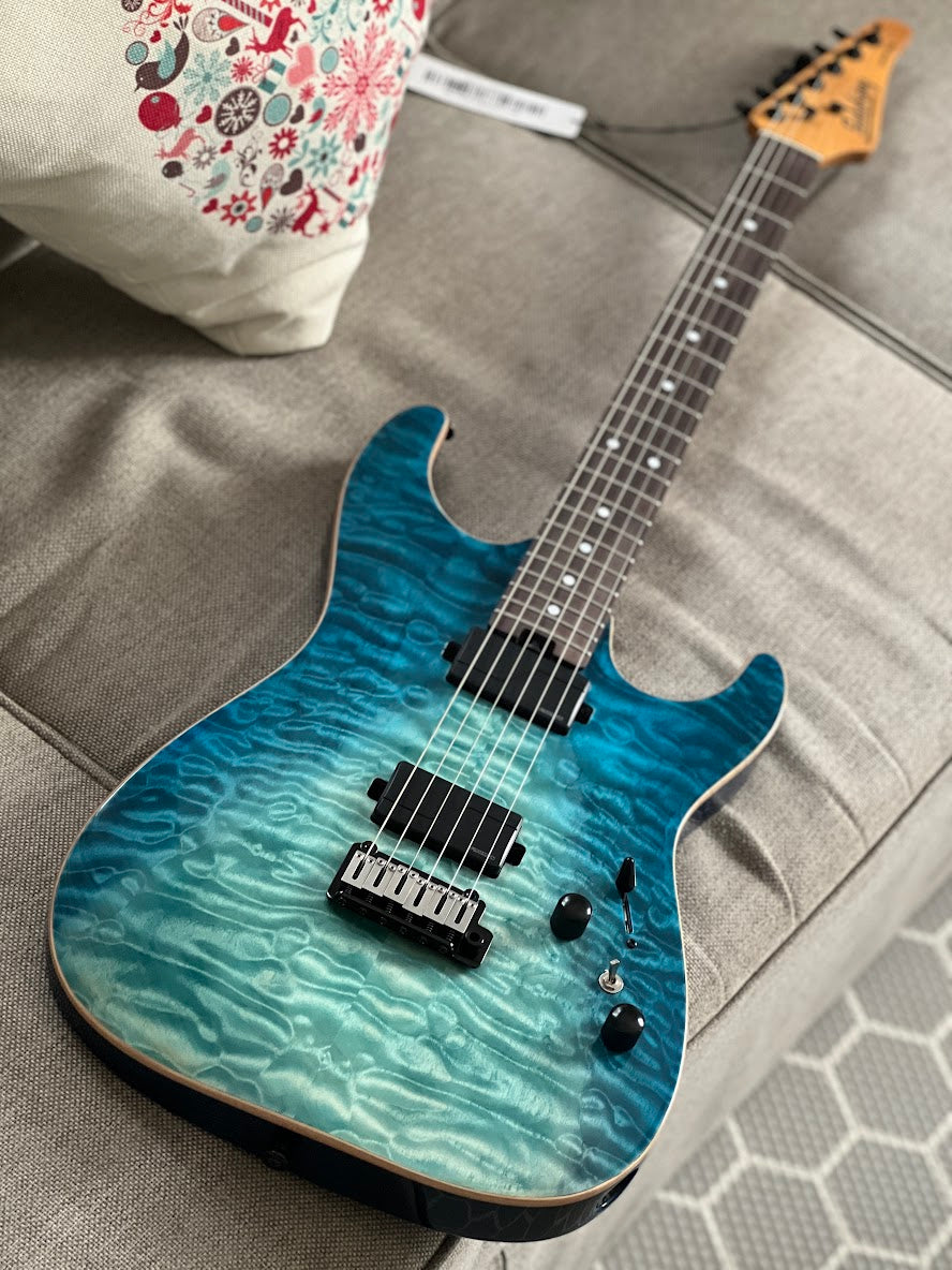 Soloking MS-1 Custom 22 HH Flat Top in Turquoise Wakesurf MOD with Fishman Fluence Modern