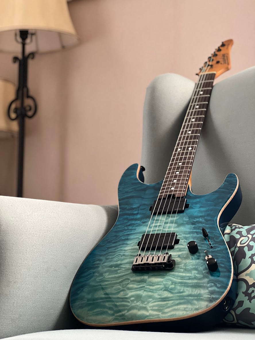 Soloking MS-1 Custom 22 HH Flat Top in Turquoise Wakesurf MOD with Fishman Fluence Modern