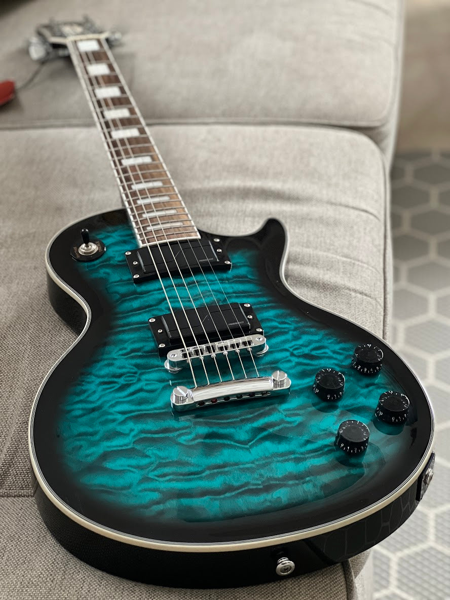 Soloking SLS60QM Deluxe in Teal Burst MOD with Fishman Fluence