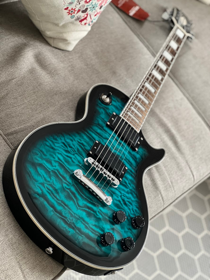 Soloking SLS60QM Deluxe in Teal Burst MOD with Fishman Fluence