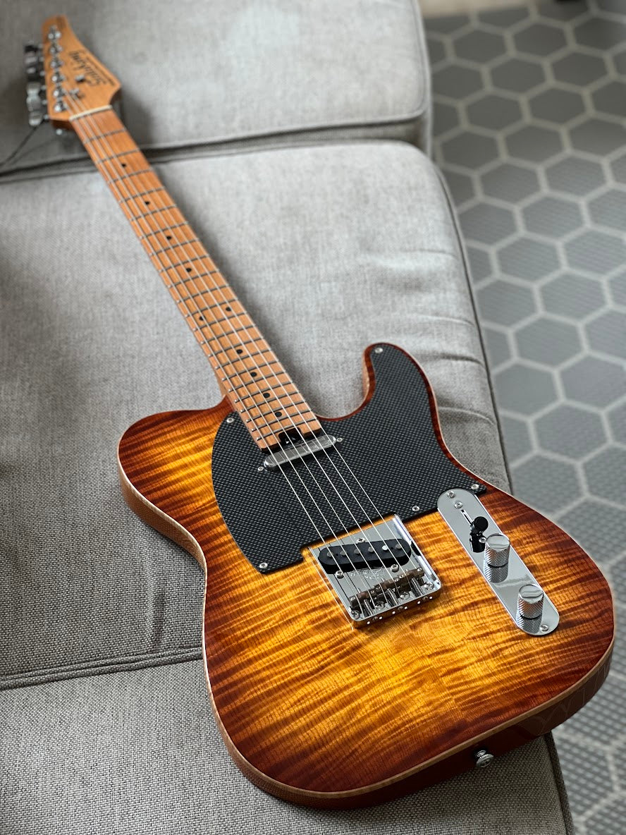 Soloking MT-1 FM Artisan with Solid 5A Flame Top in Honeyburst