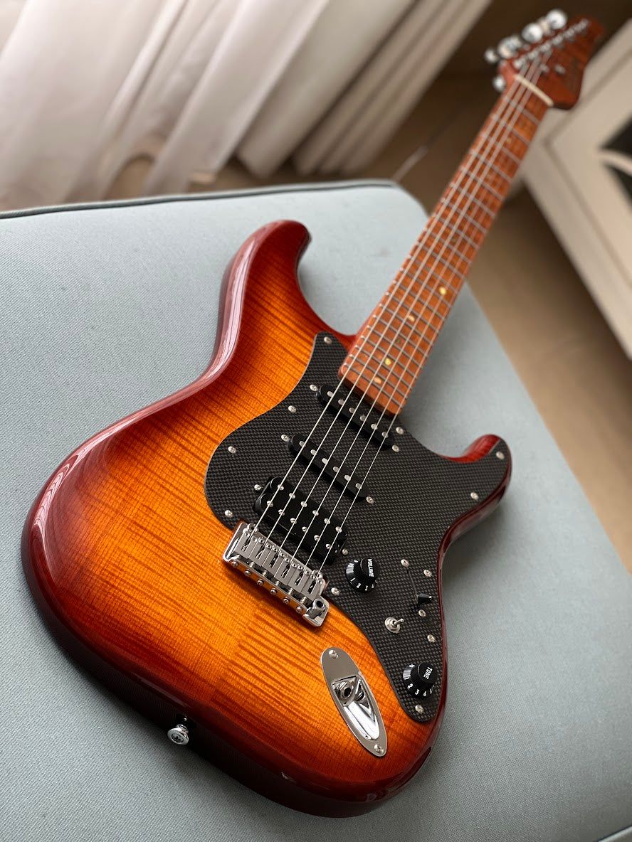 Soloking MS-1 FM Artisan with Roasted Flame Neck in Honeyburst Gloss Nafiri Special Run