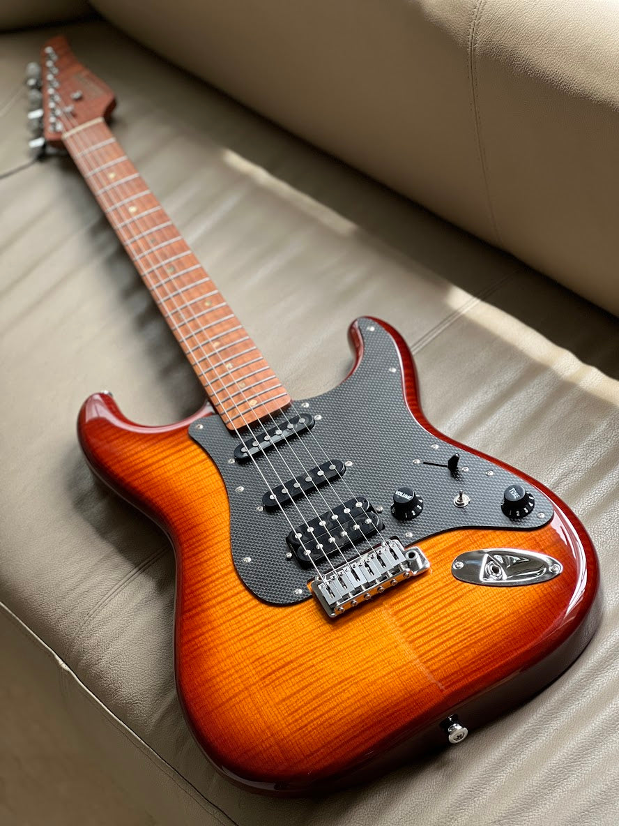 Soloking MS-1 FM Artisan with Roasted Flame Neck in Honeyburst Gloss Nafiri Special Run