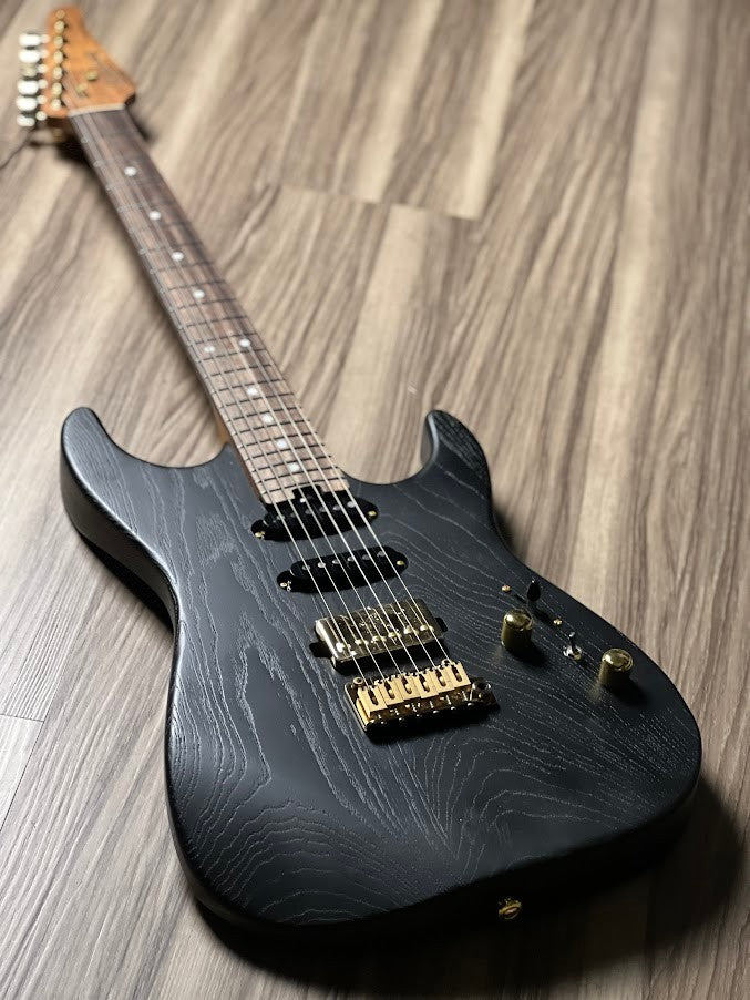 Soloking MS-1 Custom 22 HSS ASH Gold Hardware Open Pore Matte Black Nafiri Special Run