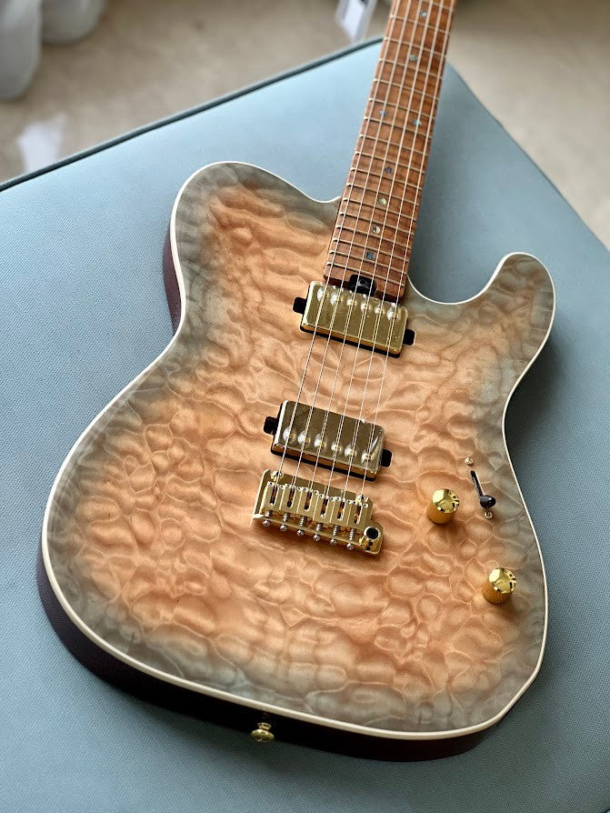 Soloking MT-1 Custom 22 FMN Elite with Roasted Flame Maple Neck in Feather Burst