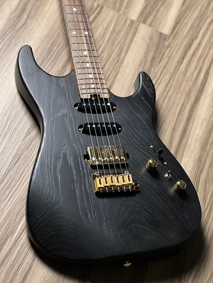 Soloking MS-1 Custom 22 HSS ASH Gold Hardware Open Pore Matte Black Nafiri Special Run