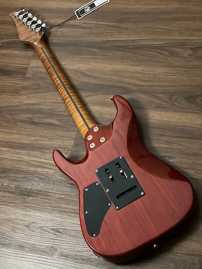 Soloking MS-1 Custom 24 HH Flat Top Elite with One Piece Roasted Flame Neck in Purple Surf